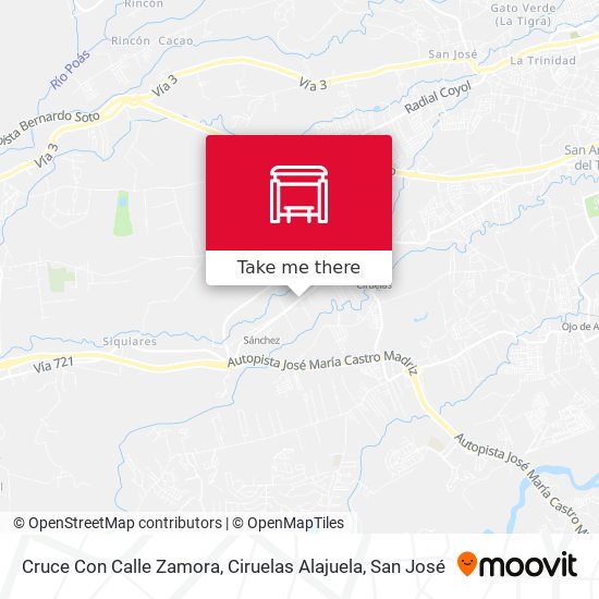 Cruce Con Calle Zamora, Ciruelas Alajuela map
