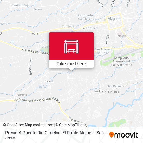 Mapa de Previo A Puente Río Ciruelas, El Roble Alajuela