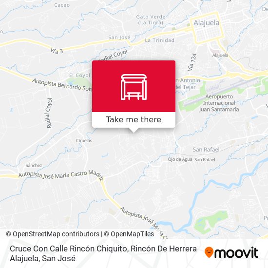 Cruce Con Calle Rincón Chiquito, Rincón De Herrera Alajuela map