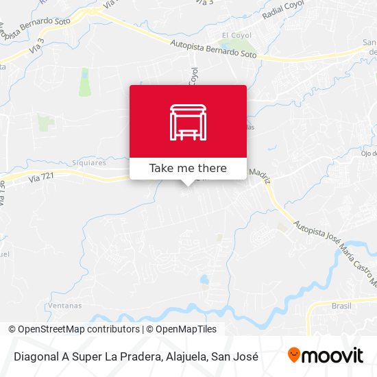 Mapa de Diagonal A Super La Pradera, Alajuela