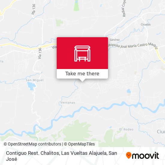 Mapa de Contiguo Rest. Chalitos, Las Vueltas Alajuela