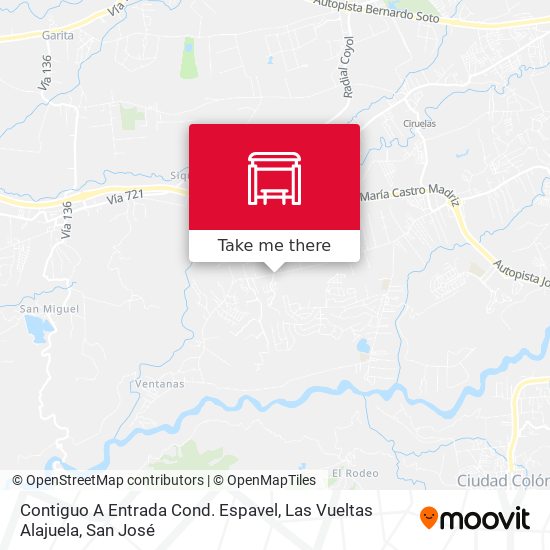 Mapa de Contiguo A Entrada Cond. Espavel, Las Vueltas Alajuela