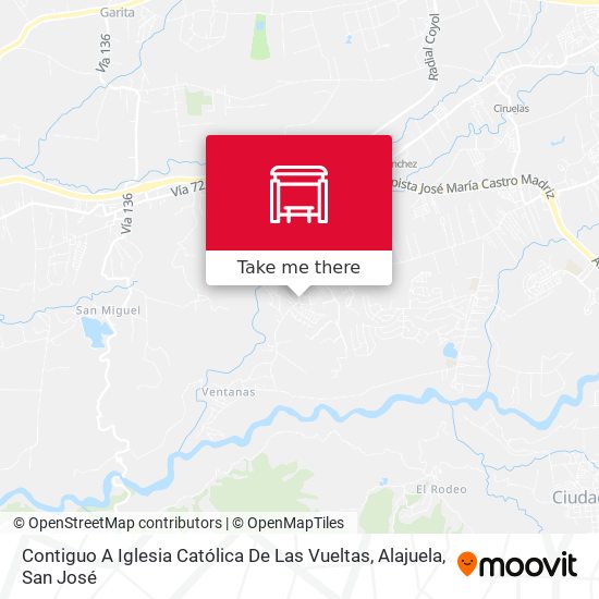 Mapa de Contiguo A Iglesia Católica De Las Vueltas, Alajuela