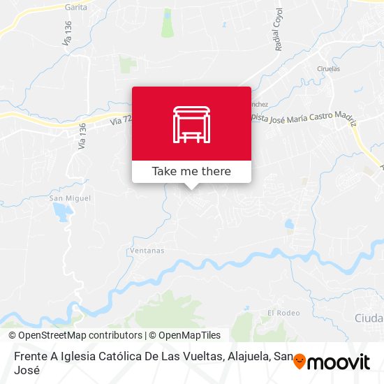 Mapa de Frente A Iglesia Católica De Las Vueltas, Alajuela