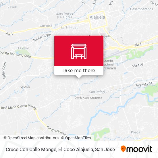 Cruce Con Calle Monge, El Coco Alajuela map