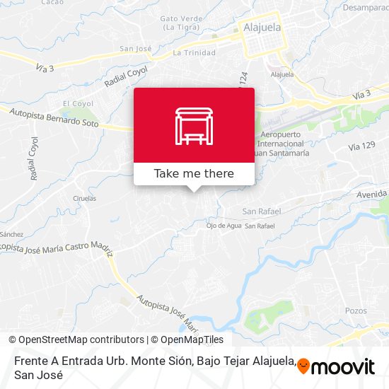 Frente A Entrada Urb. Monte Sión, Bajo Tejar Alajuela map
