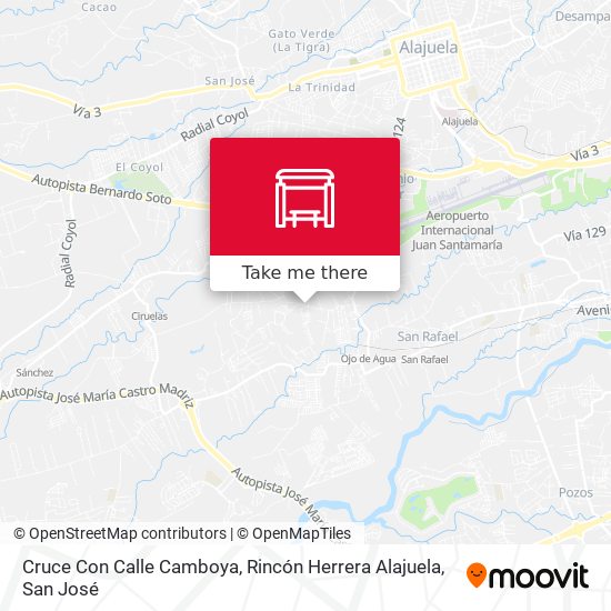 Cruce Con Calle Camboya, Rincón Herrera Alajuela map