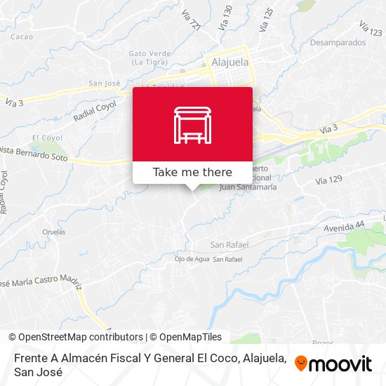 Mapa de Frente A Almacén Fiscal Y General El Coco, Alajuela