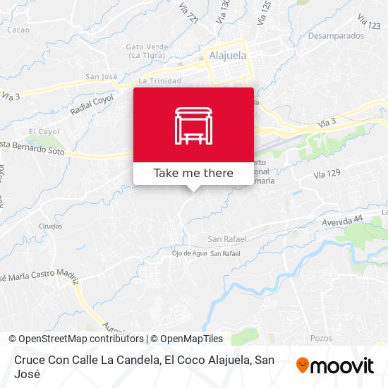 Mapa de Cruce Con Calle La Candela, El Coco Alajuela