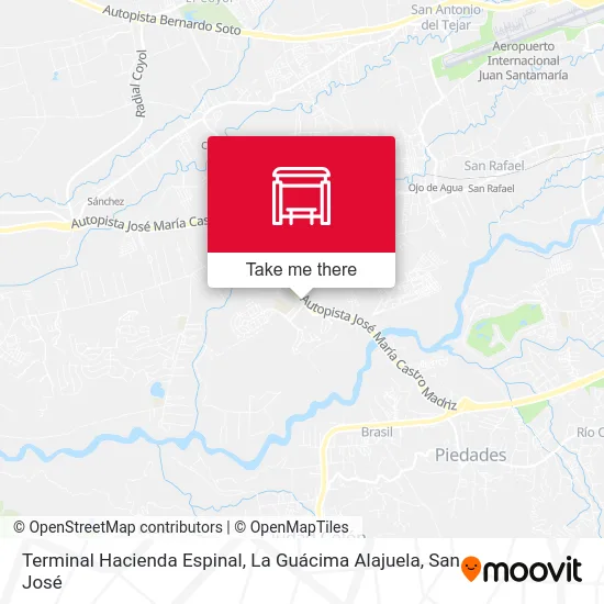 Terminal Hacienda Espinal, La Guácima Alajuela map