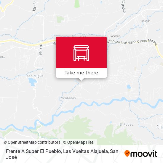 Frente A Super El Pueblo, Las Vueltas Alajuela map