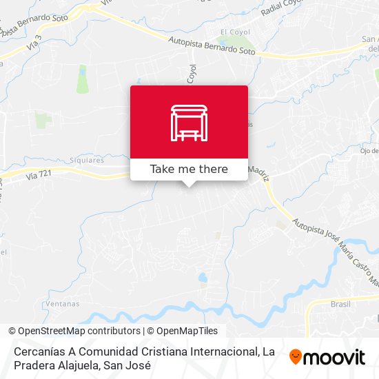 Cercanías A Comunidad Cristiana Internacional, La Pradera Alajuela map