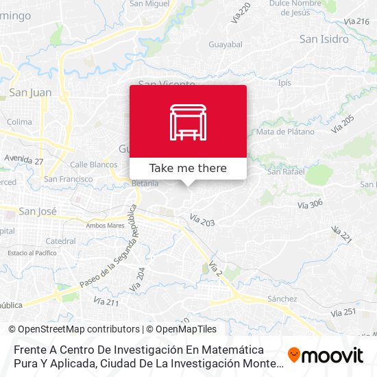 Mapa de Frente A Centro De Investigación En Matemática Pura Y Aplicada, Ciudad De La Investigación Montes De Oca