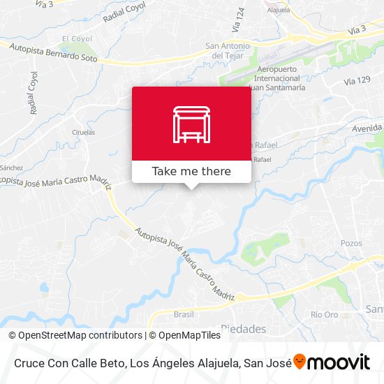 Cruce Con Calle Beto, Los Ángeles Alajuela map