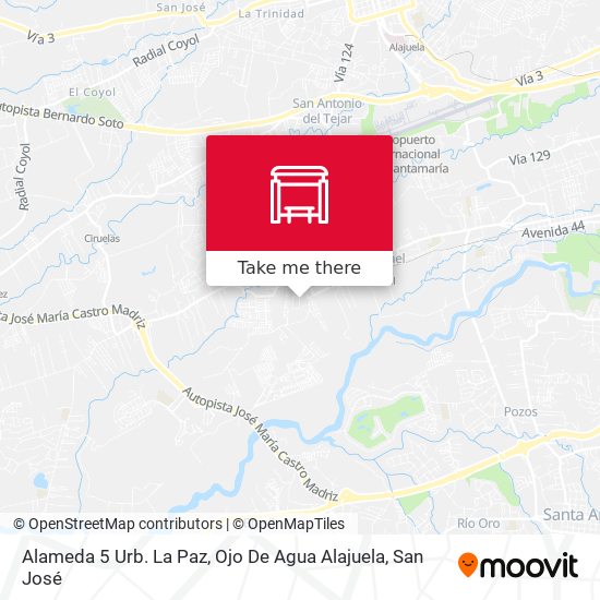 Alameda 5 Urb. La Paz, Ojo De Agua Alajuela map