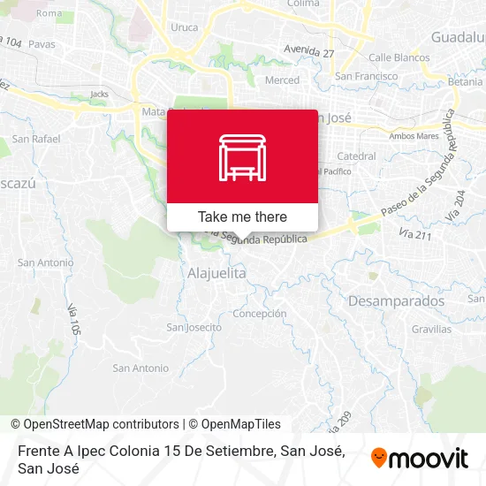 Frente A Ipec Colonia 15 De Setiembre, San José map