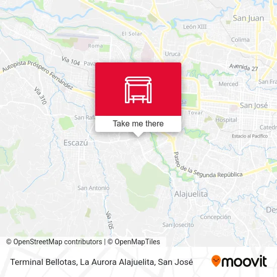 Terminal Bellotas, La Aurora Alajuelita map