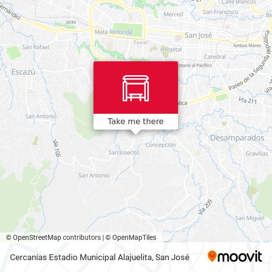 Cercanías Estadio Municipal Alajuelita map
