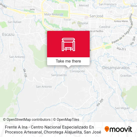 Frente A Ina - Centro Nacional Especializado En Procesos Artesanal, Chorotega Alajuelita map