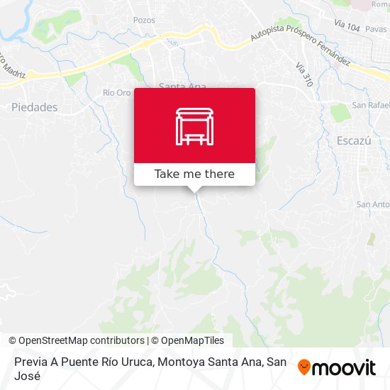 Previa A Puente Río Uruca, Montoya Santa Ana map