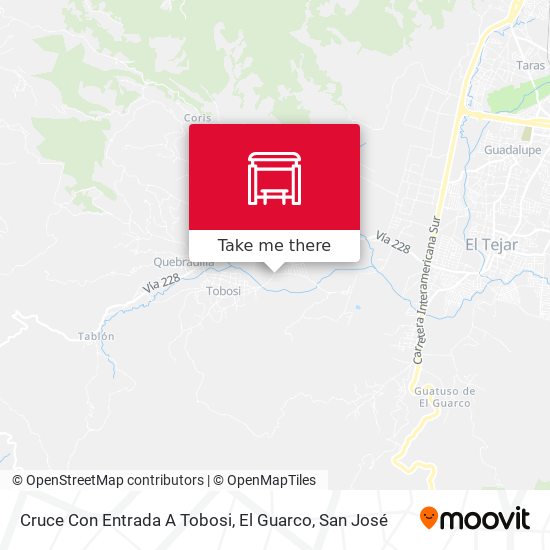Mapa de Cruce Con Entrada A Tobosi, El Guarco