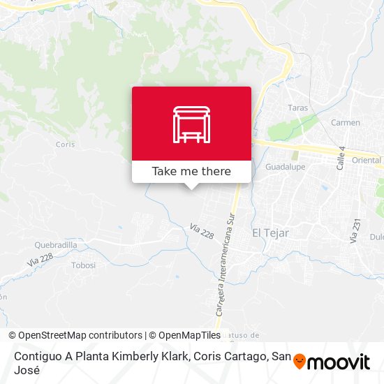 Mapa de Contiguo A Planta Kimberly Klark, Coris Cartago