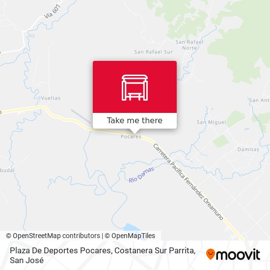 Mapa de Plaza De Deportes Pocares, Costanera Sur Parrita