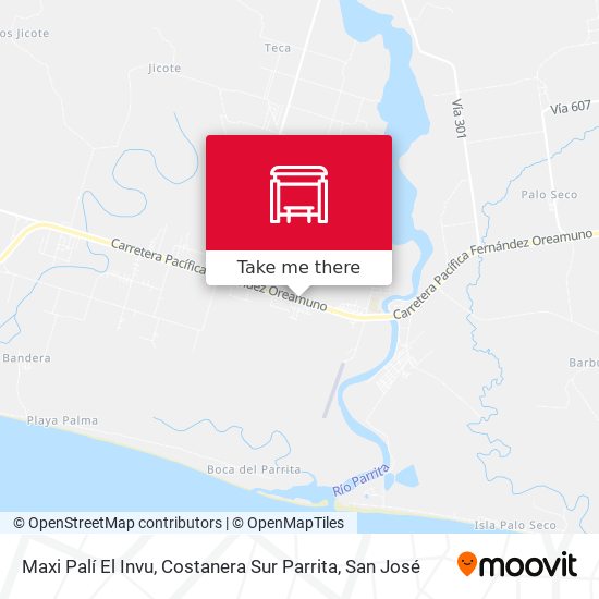 Maxi Palí El Invu, Costanera Sur Parrita map