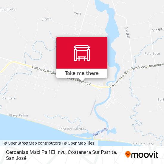 Cercanías Maxi Palí El Invu, Costanera Sur Parrita map