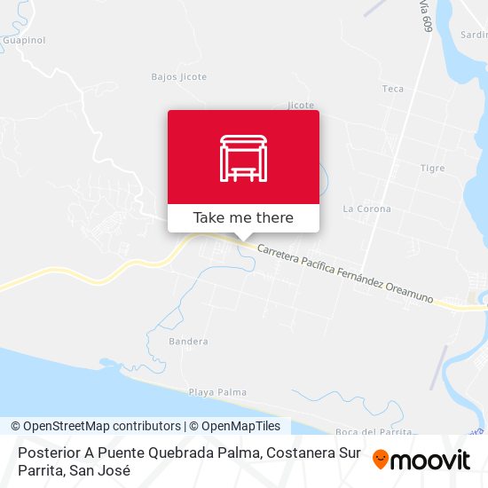 Posterior A Puente Quebrada Palma, Costanera Sur Parrita map