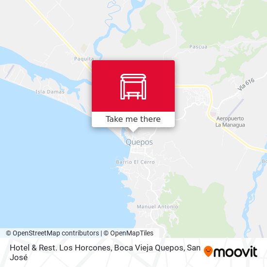 Mapa de Hotel & Rest. Los Horcones, Boca Vieja Quepos