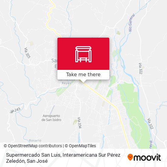 Supermercado San Luis, Interamericana Sur Pérez Zeledón map