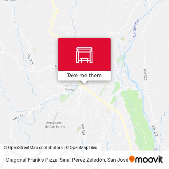 Diagonal Frank's Pizza, Sinaí Pérez Zeledón map