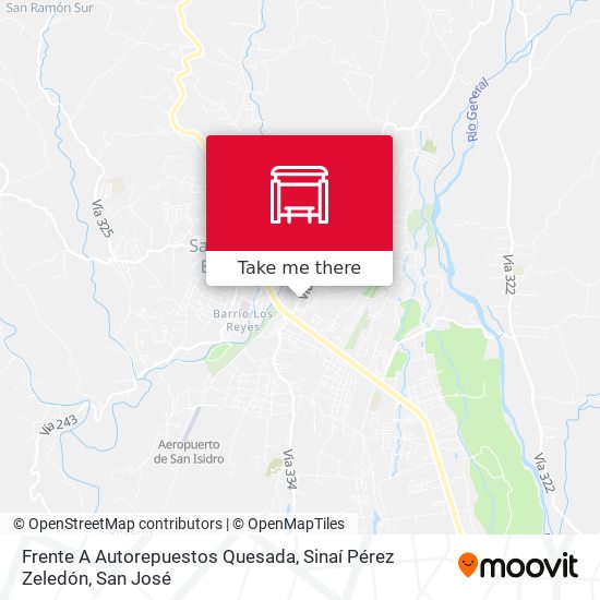 Mapa de Frente A Autorepuestos Quesada, Sinaí Pérez Zeledón