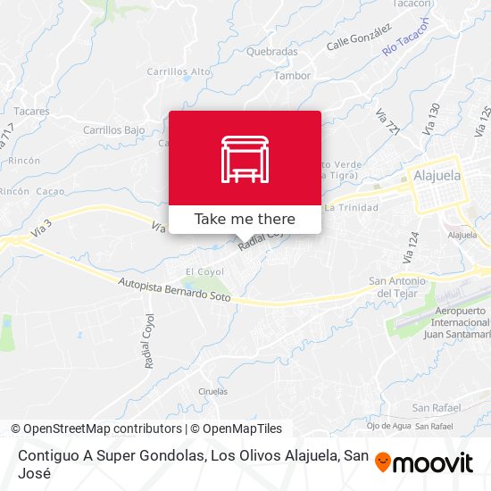 Mapa de Contiguo A Super Gondolas, Los Olivos Alajuela