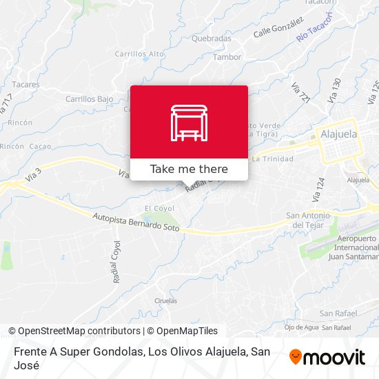 Mapa de Frente A Super Gondolas, Los Olivos Alajuela