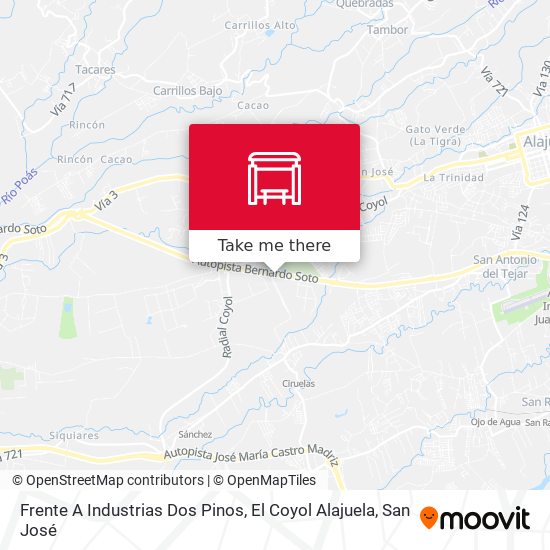 Frente A Industrias Dos Pinos, El Coyol Alajuela map