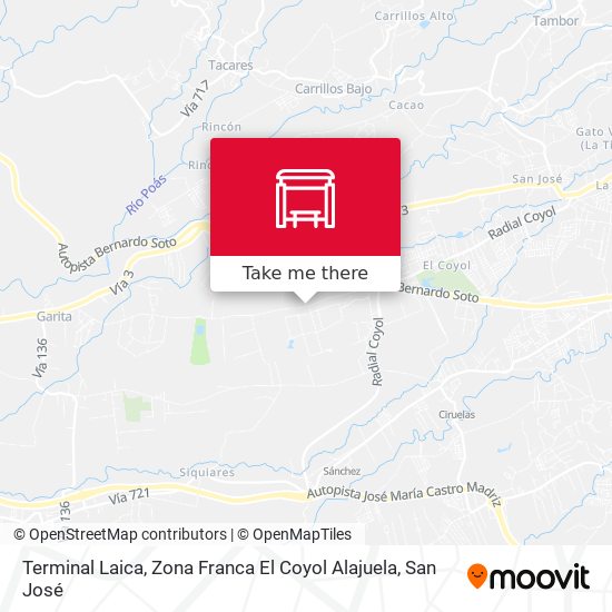 Terminal Laica, Zona Franca El Coyol Alajuela map