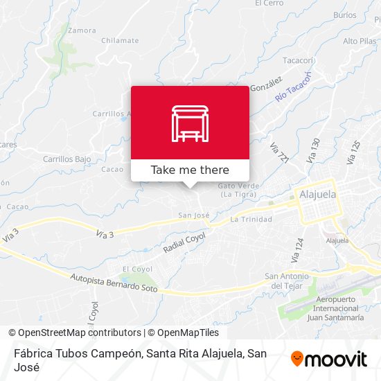 Mapa de Fábrica Tubos Campeón, Santa Rita Alajuela