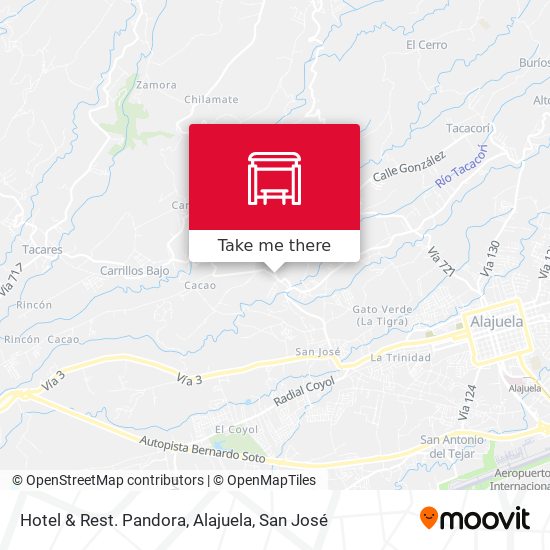 Mapa de Hotel & Rest. Pandora, Alajuela