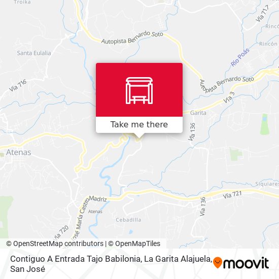 Mapa de Contiguo A Entrada Tajo Babilonia, La Garita Alajuela