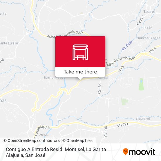 Mapa de Contiguo A Entrada Resid. Montisel, La Garita Alajuela