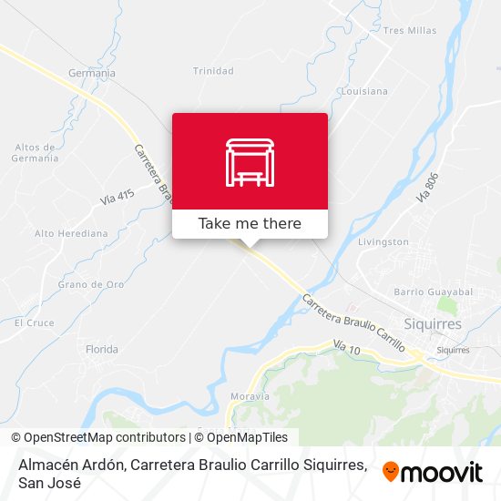 Almacén Ardón, Carretera Braulio Carrillo Siquirres map