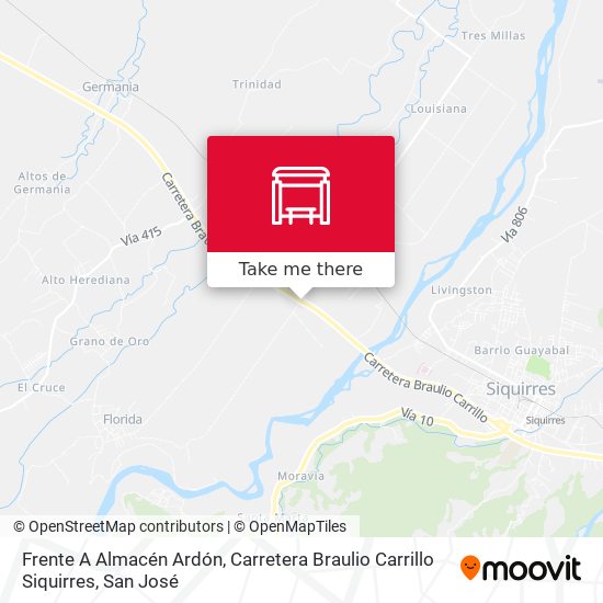 Frente A Almacén Ardón, Carretera Braulio Carrillo Siquirres map