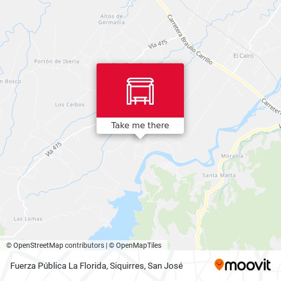 Fuerza Pública La Florida, Siquirres map