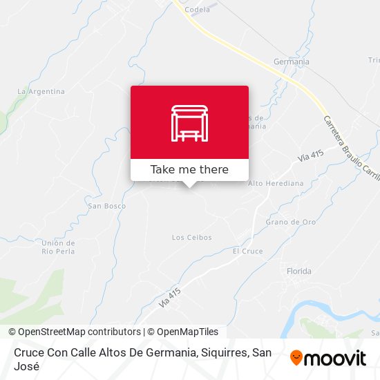 Cruce Con Calle Altos De Germania, Siquirres map