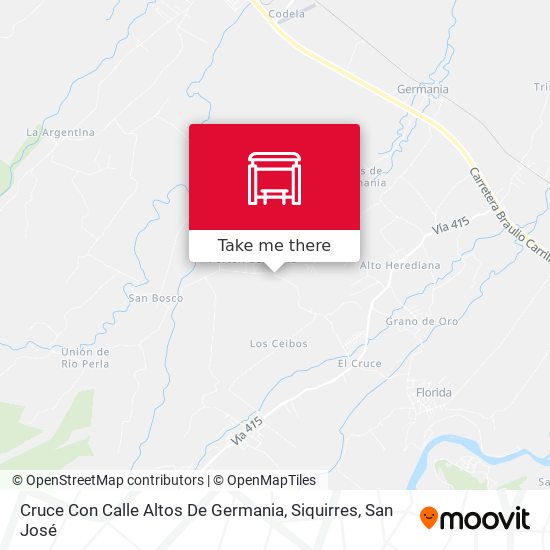 Cruce Con Calle Altos De Germania, Siquirres map