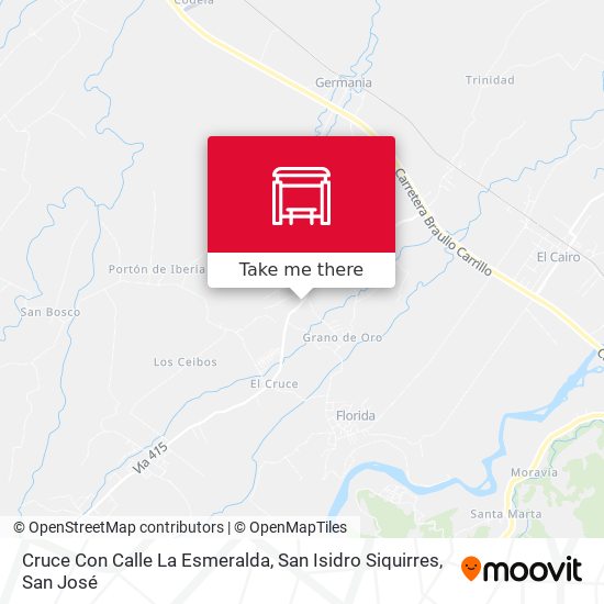 Cruce Con Calle La Esmeralda, San Isidro Siquirres map