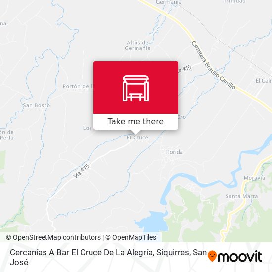 Cercanías A Bar El Cruce De La Alegría, Siquirres map