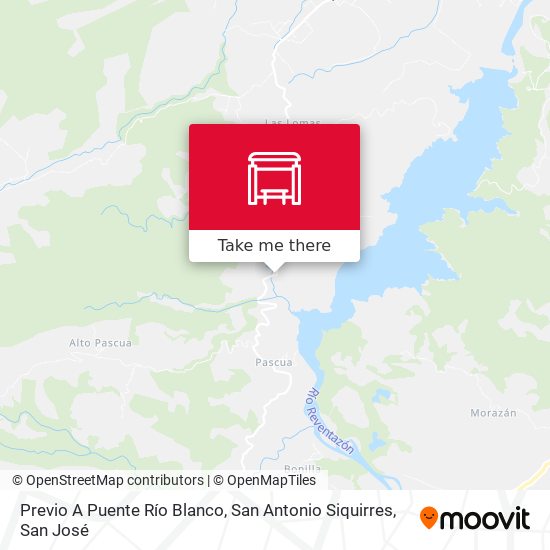 Previo A Puente Río Blanco, San Antonio Siquirres map